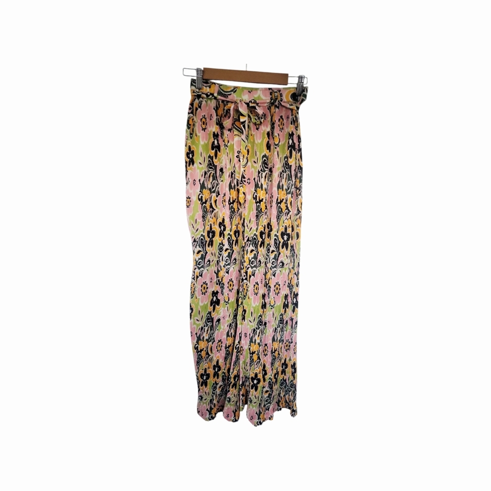 ASOS Topshop Tall 60s Floral Plisse Wide Leg Beach Pants Sz 0-2 Tall - Picture 8 of 11